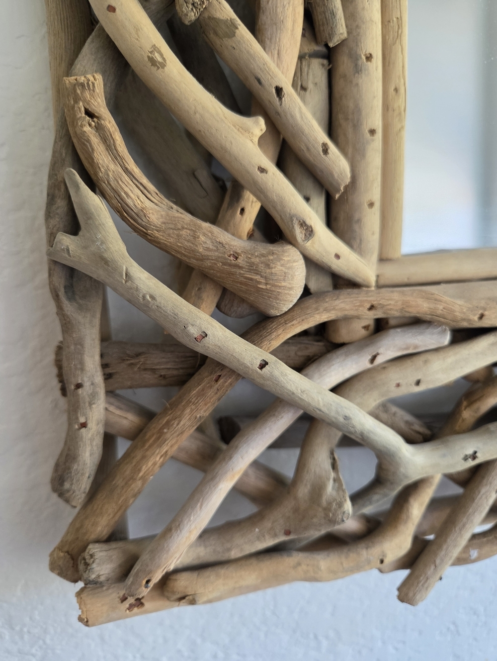 Natural Driftwood Square Wall Mirror - Brown - Picture 2 of 2